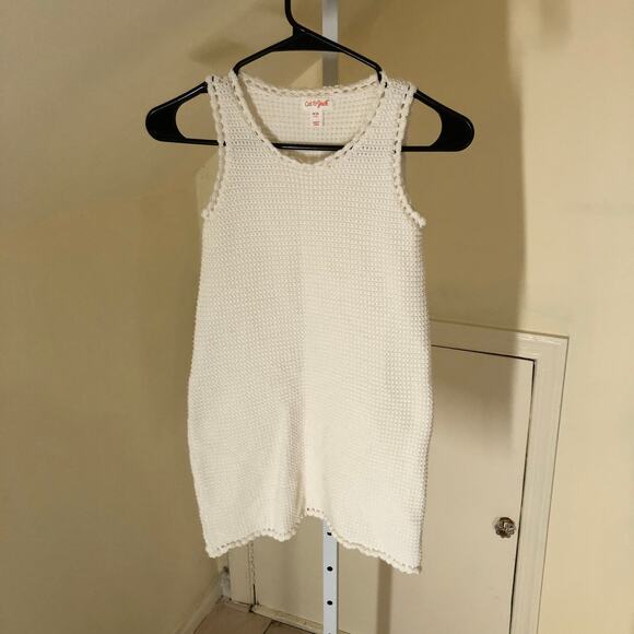 Cat & Jack NWOT Girls' White Sleeveless Crochet Sweater Dress Size M (8) - Picture 1 of 5